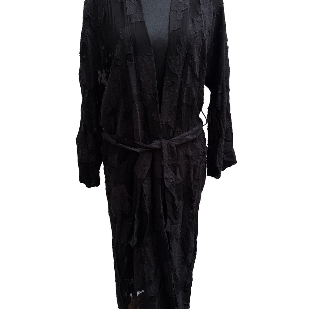 Aritzia Wilfred Black Durante Robe Sheer Floral duster - Picture 10 of 14